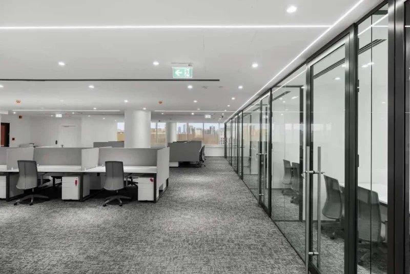 Office fit-out with glass partitioning